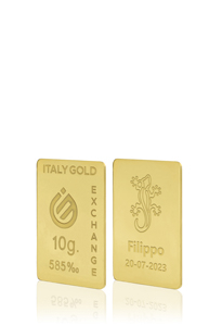 Lingotto Oro salamandra portafortuna 14 Kt da 10 gr. - Idea Regalo Portafortuna - IGE: Italy Gold Exchange